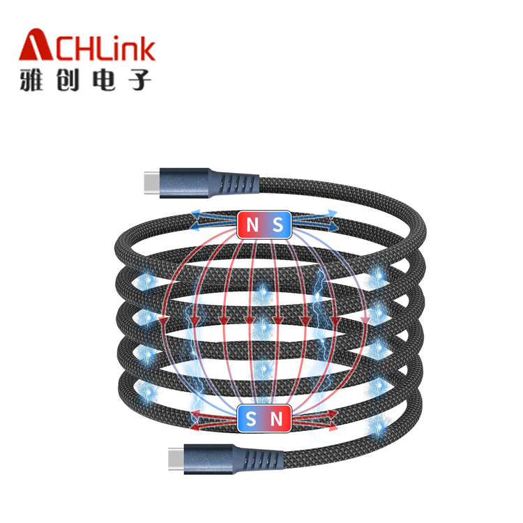 磁吸數(shù)據(jù)線雙type-c適用蘋果15安卓電腦充電吸附收納數(shù)據(jù)線快充線